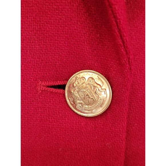 Joan Leslie Womens Red Wool & Nylon Blazer Size 16 With Gold Button Detail - Picture 7 of 16